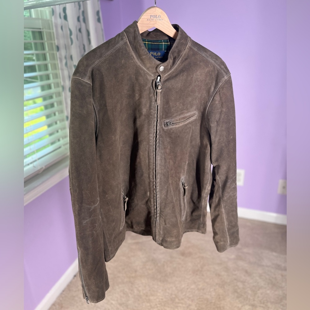Polo Ralph Lauren Men’s Suede Biker Jacket - Taupe